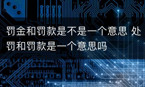 罚金和罚款是不是一个意思 处罚和罚款是一个意思吗