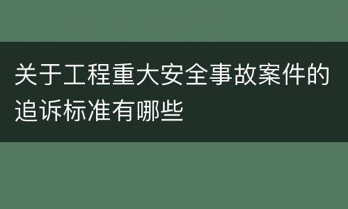 关于工程重大安全事故案件的追诉标准有哪些