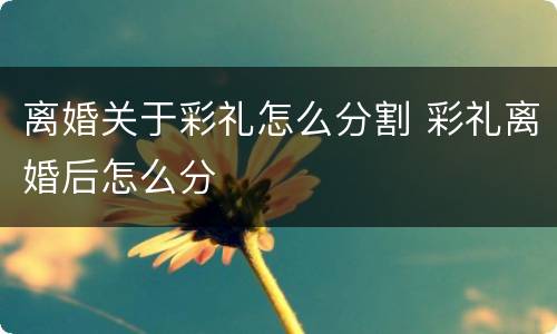 离婚关于彩礼怎么分割 彩礼离婚后怎么分
