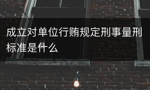 成立对单位行贿规定刑事量刑标准是什么
