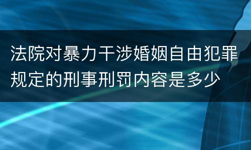 法院对暴力干涉婚姻自由犯罪规定的刑事刑罚内容是多少