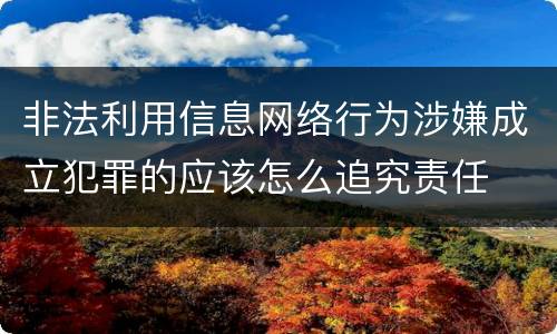 非法利用信息网络行为涉嫌成立犯罪的应该怎么追究责任