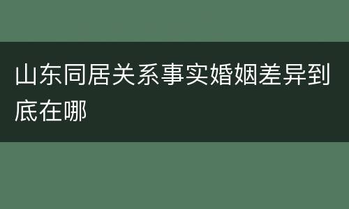 山东同居关系事实婚姻差异到底在哪