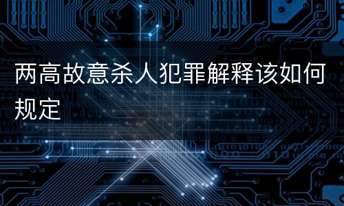 两高故意杀人犯罪解释该如何规定