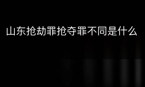 山东抢劫罪抢夺罪不同是什么