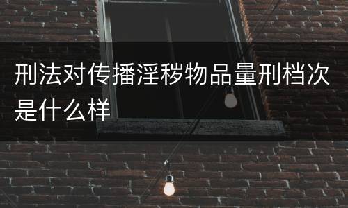 刑法对传播淫秽物品量刑档次是什么样