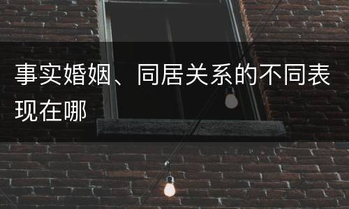事实婚姻、同居关系的不同表现在哪