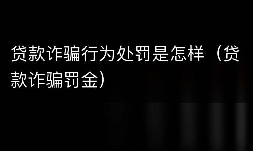 贷款诈骗行为处罚是怎样（贷款诈骗罚金）