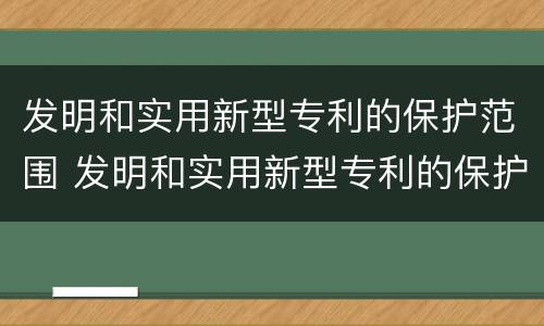 发明和实用新型专利的保护范围 发明和实用新型专利的保护范围依据