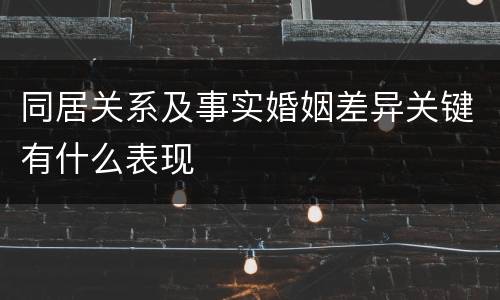 同居关系及事实婚姻差异关键有什么表现