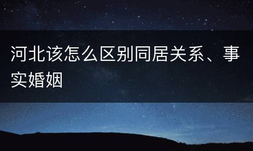 河北该怎么区别同居关系、事实婚姻