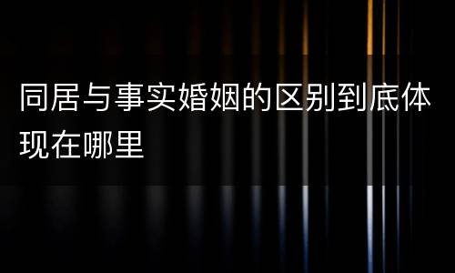 同居与事实婚姻的区别到底体现在哪里