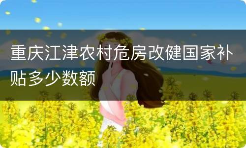 重庆江津农村危房改健国家补贴多少数额