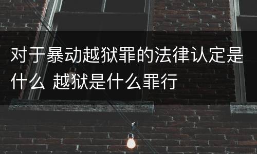 对于暴动越狱罪的法律认定是什么 越狱是什么罪行