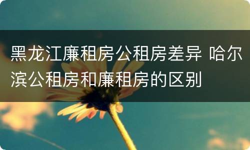 黑龙江廉租房公租房差异 哈尔滨公租房和廉租房的区别