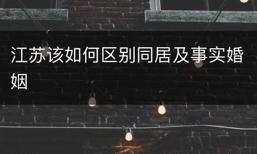江苏该如何区别同居及事实婚姻