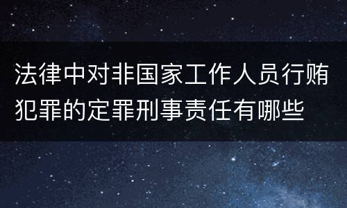 法律中对非国家工作人员行贿犯罪的定罪刑事责任有哪些