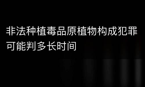 非法种植毒品原植物构成犯罪可能判多长时间