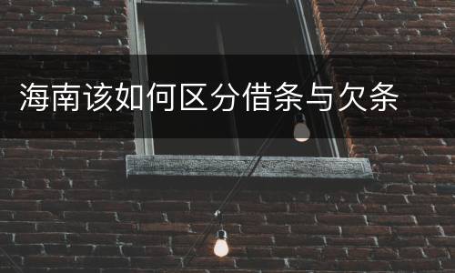 海南该如何区分借条与欠条