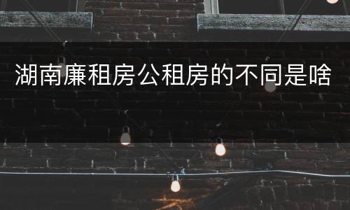 湖南廉租房公租房的不同是啥