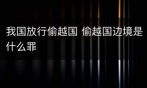 我国放行偷越国 偷越国边境是什么罪