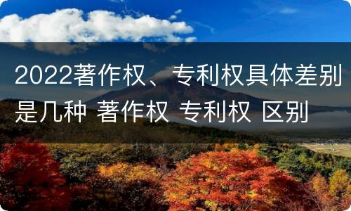 2022著作权、专利权具体差别是几种 著作权 专利权 区别