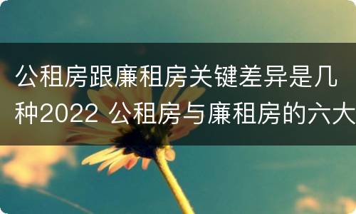 公租房跟廉租房关键差异是几种2022 公租房与廉租房的六大区别