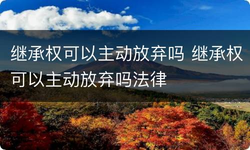 继承权可以主动放弃吗 继承权可以主动放弃吗法律