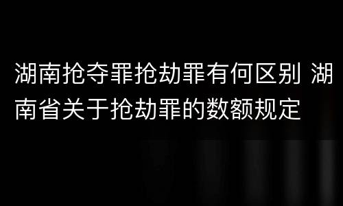 湖南抢夺罪抢劫罪有何区别 湖南省关于抢劫罪的数额规定