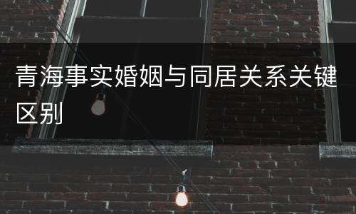 青海事实婚姻与同居关系关键区别