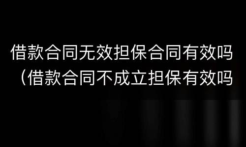 借款合同无效担保合同有效吗（借款合同不成立担保有效吗）