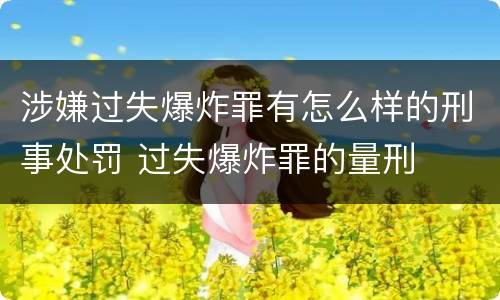 涉嫌过失爆炸罪有怎么样的刑事处罚 过失爆炸罪的量刑