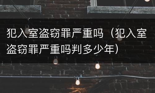 犯入室盗窃罪严重吗（犯入室盗窃罪严重吗判多少年）