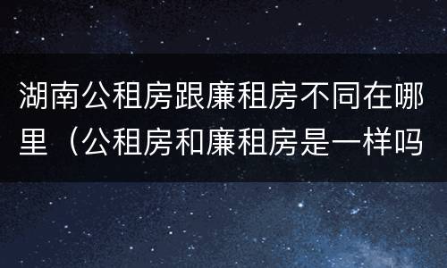 湖南公租房跟廉租房不同在哪里（公租房和廉租房是一样吗）