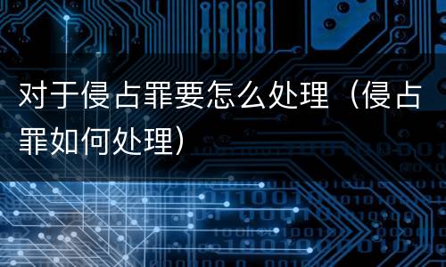 对于侵占罪要怎么处理（侵占罪如何处理）