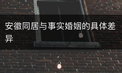 安徽同居与事实婚姻的具体差异