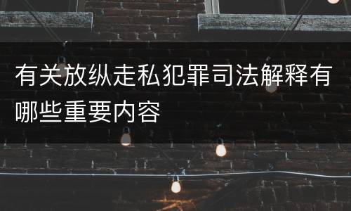 有关放纵走私犯罪司法解释有哪些重要内容