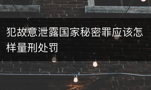 犯故意泄露国家秘密罪应该怎样量刑处罚