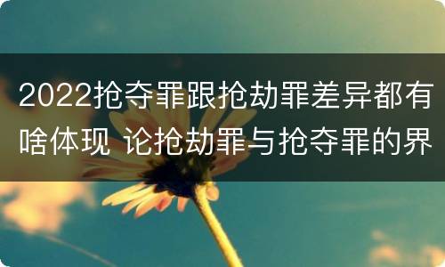 2022抢夺罪跟抢劫罪差异都有啥体现 论抢劫罪与抢夺罪的界限