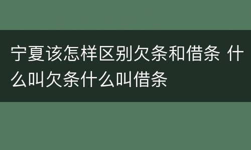宁夏该怎样区别欠条和借条 什么叫欠条什么叫借条