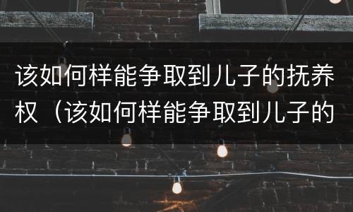 该如何样能争取到儿子的抚养权（该如何样能争取到儿子的抚养权呢）