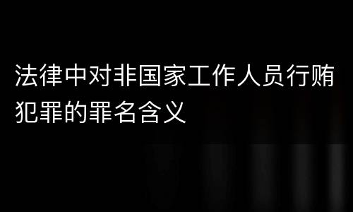 法律中对非国家工作人员行贿犯罪的罪名含义