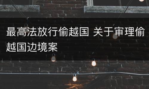 最高法放行偷越国 关于审理偷越国边境案
