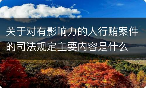 关于对有影响力的人行贿案件的司法规定主要内容是什么