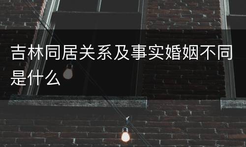 吉林同居关系及事实婚姻不同是什么