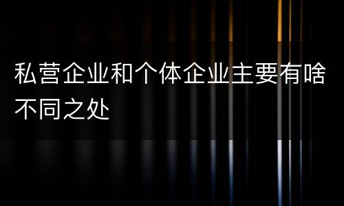 私营企业和个体企业主要有啥不同之处
