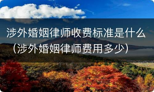 涉外婚姻律师收费标准是什么（涉外婚姻律师费用多少）
