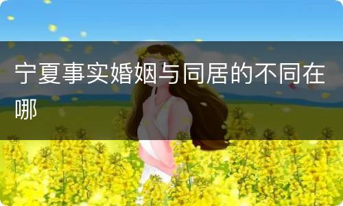宁夏事实婚姻与同居的不同在哪