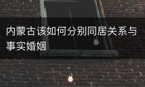 内蒙古该如何分别同居关系与事实婚姻