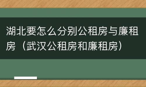 湖北要怎么分别公租房与廉租房（武汉公租房和廉租房）